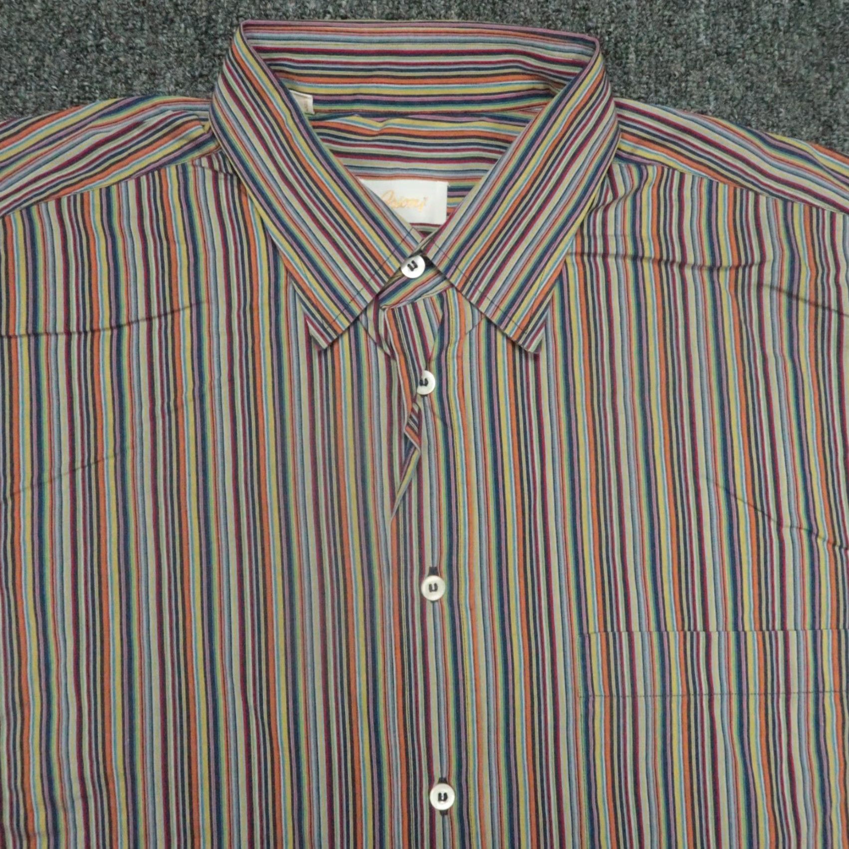 Brioni Brioni Shirt Mens 2XL Blue Orange Striped Long Sleeve Button-Down Italy Size US XXL / EU 58 / 5 - 2 Thumbnail