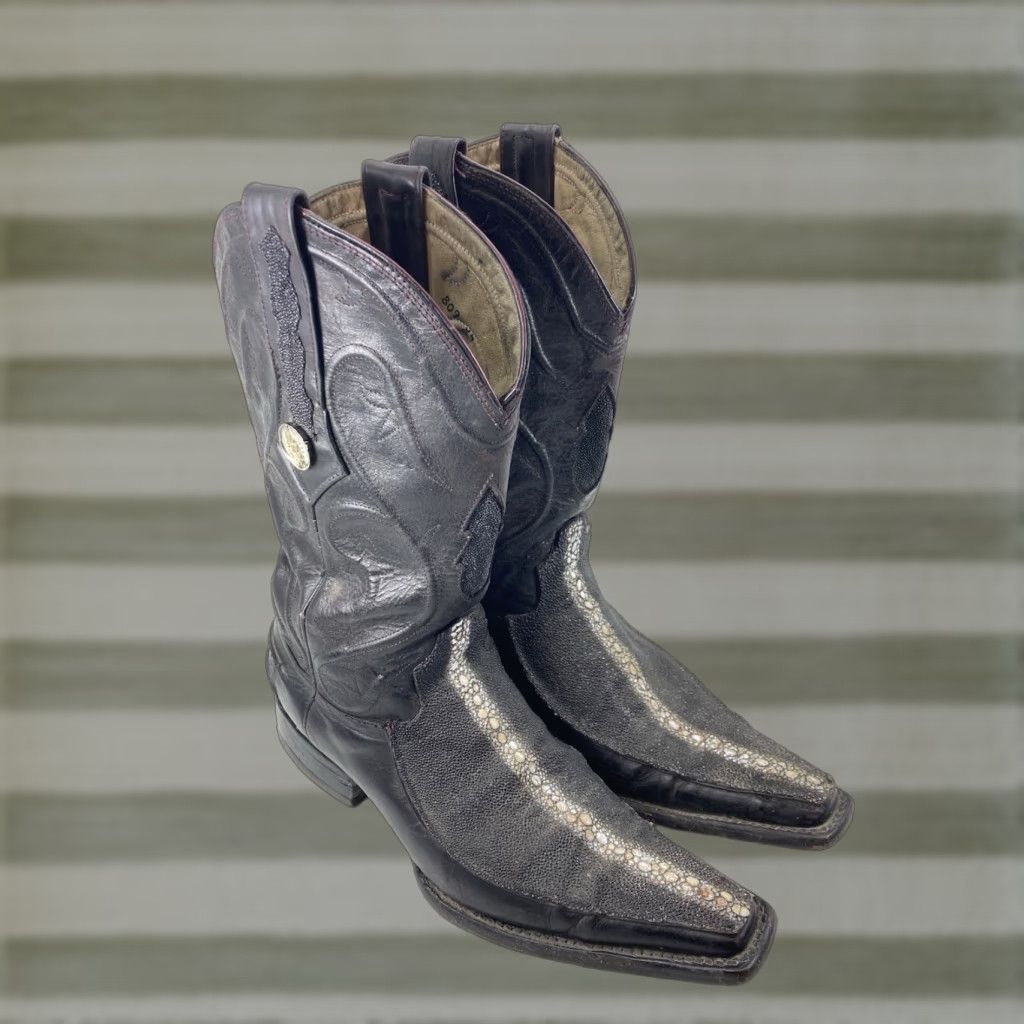 Vintage El General Stingray Boots Men Size 6.5 Black Exotic Leather Mexico Western VTG Size US 7 / EU 40 - 1 Thumbnail
