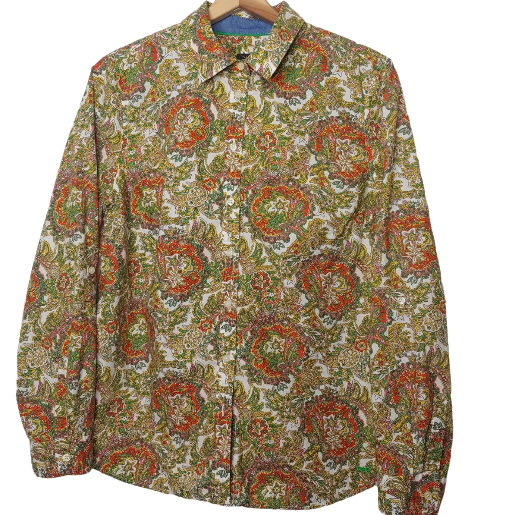 Talbots Talbots Women's Petite Blouse 14P Long Sleeve Paisley Cotton Casual Office | Multicolor Size XL / US 12-14 / IT 48-50 - 2 Thumbnail