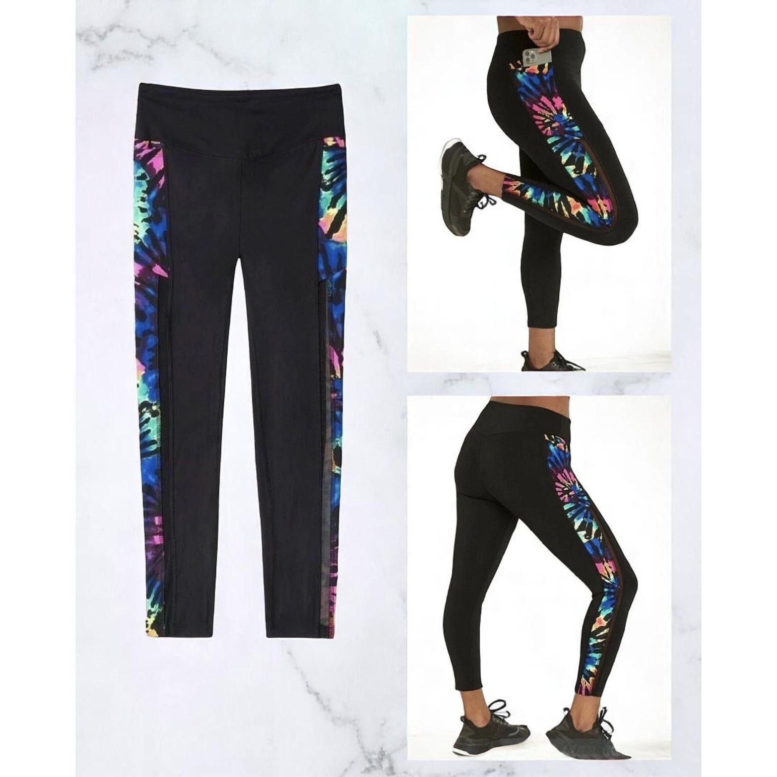 Pink NWT-Pink Victoria's Secret Rainbow Tie-Dye Leggings S|P Size 27" / US 4 / IT 40 - 3 Thumbnail