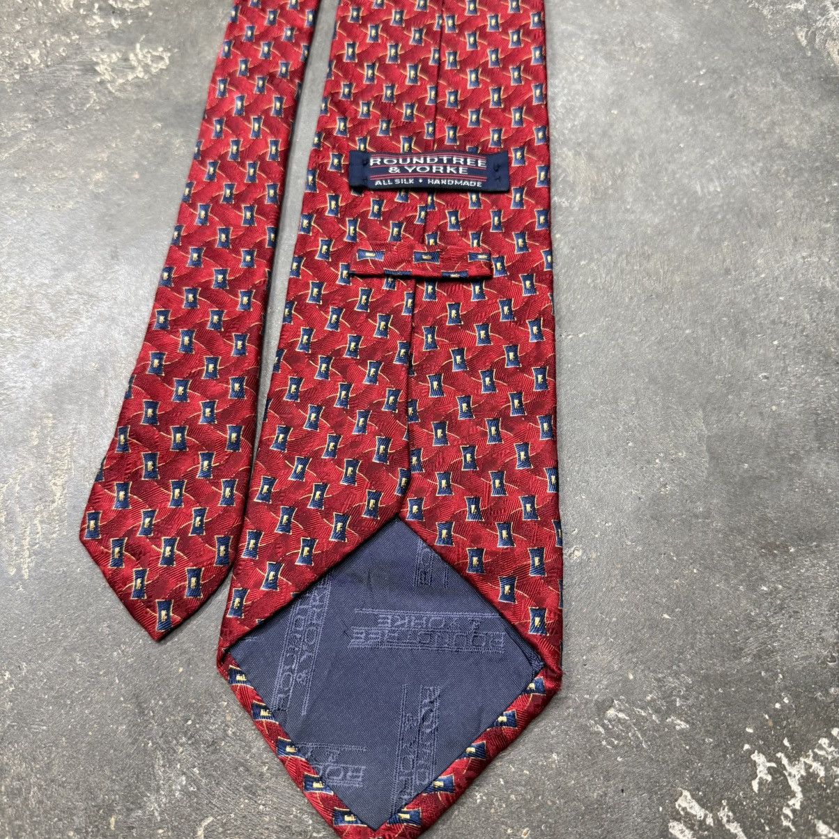 Roundtree & Yorke Vintage Roundtree & Yorke Handmade Silk Tie USA Preppy Size ONE SIZE - 4 Thumbnail