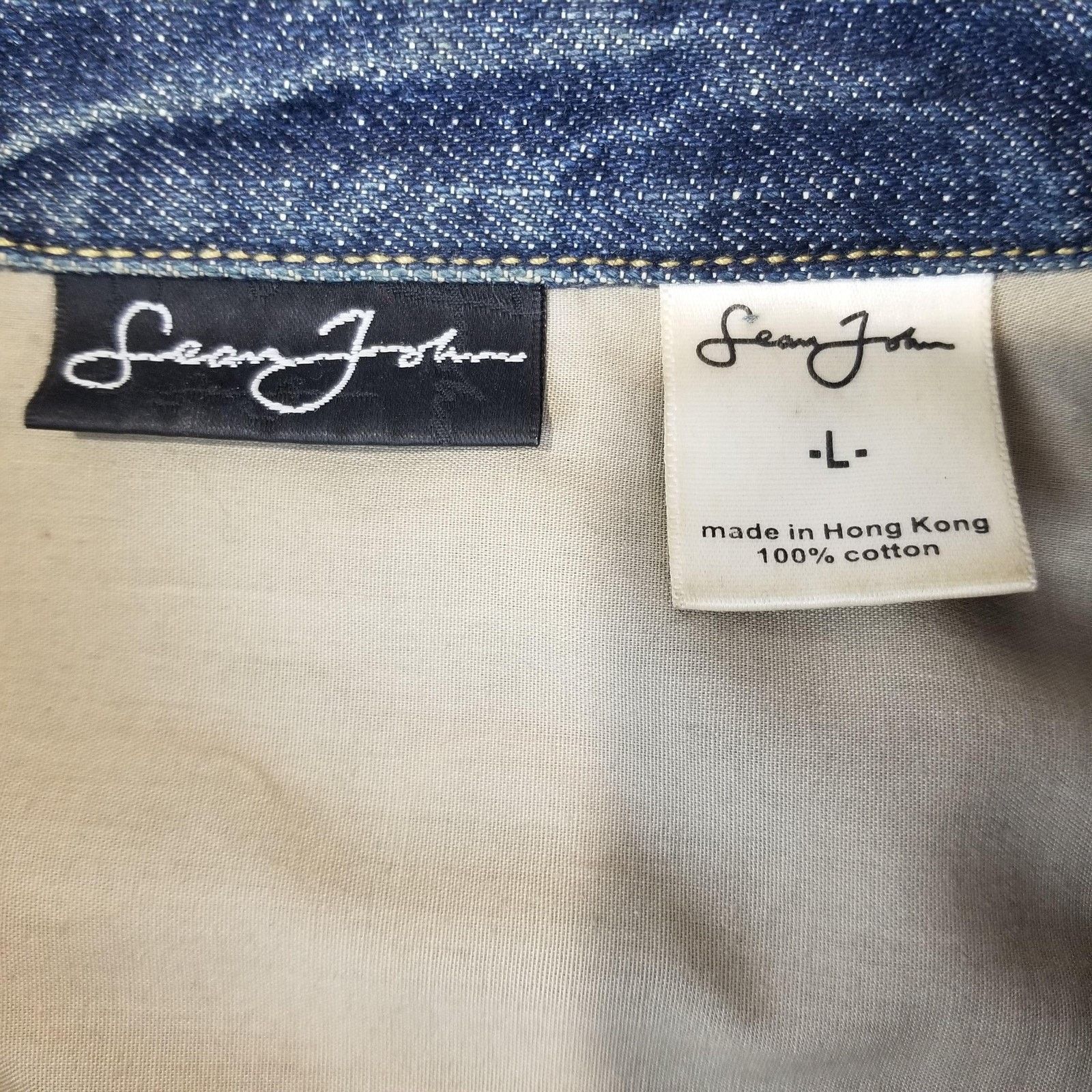 Sean John Sean John Jacket Mens Large Blue Denim Trucker Embroidered Size US L / EU 52-54 / 3 - 7 Thumbnail