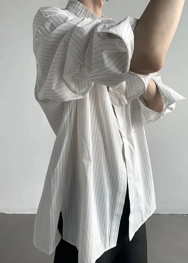 VIBE Cleanfit retro bow tie front pinstripe shirt Size US M / EU 48-50 / 2 - 4 Thumbnail