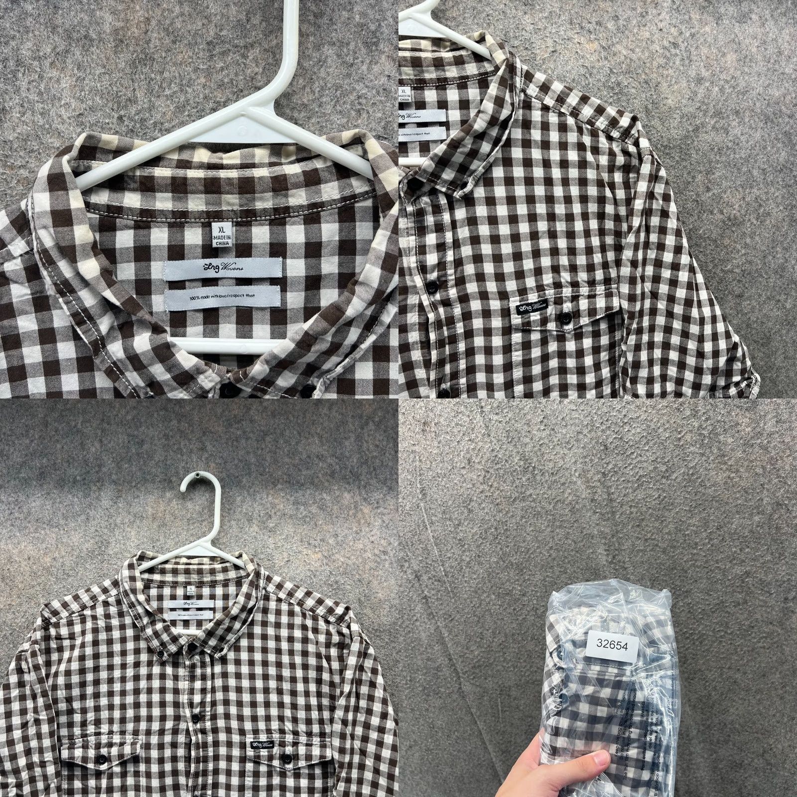 Vintage LRG Shirt Mens XL Brown White Gingham Checkered Button Down Cotton Patch Casual Size US XL / EU 56 / 4 - 8 Thumbnail