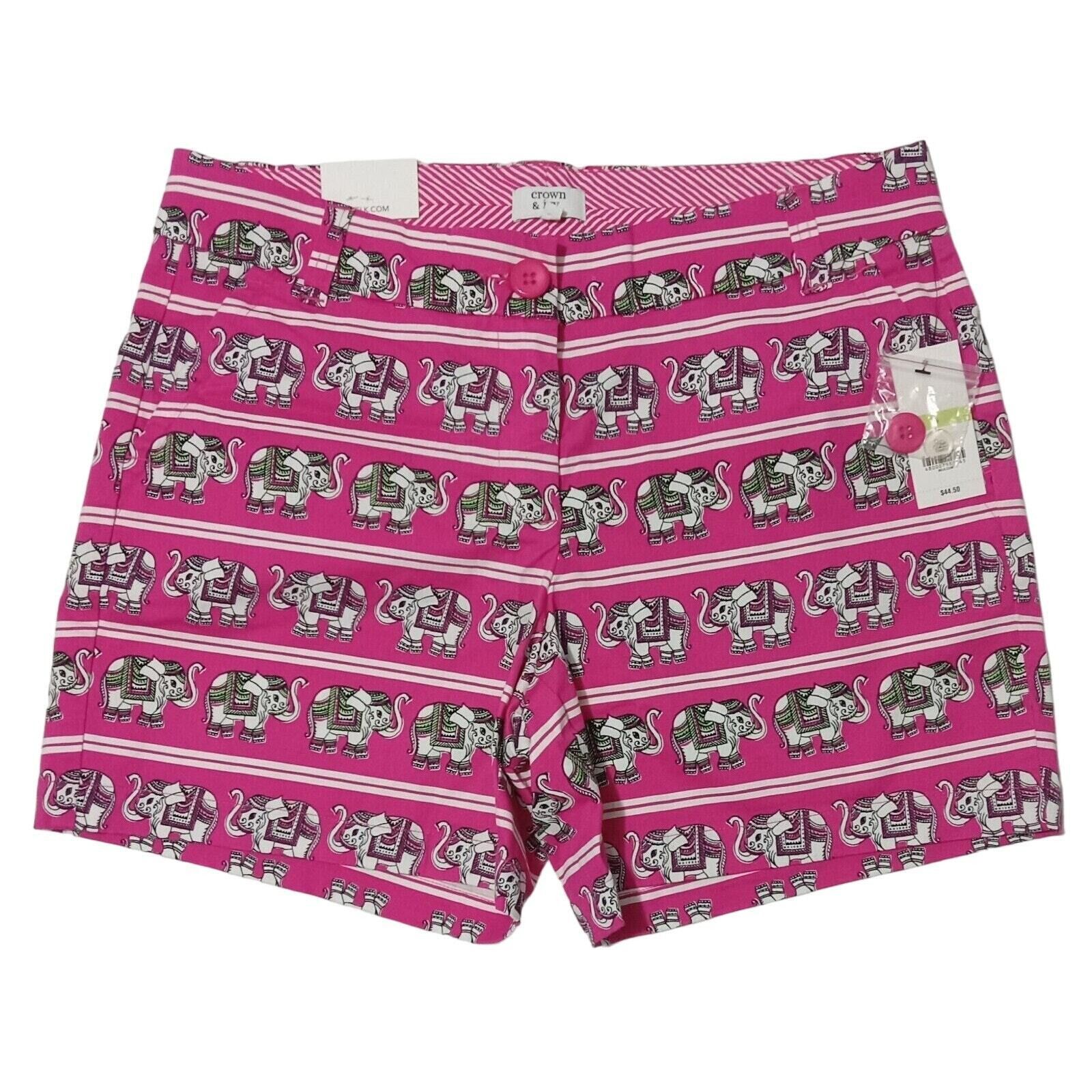 Crown Cap New Crown & Ivy Shorts 4 Women's Stretch Striped Elephants Size 27" / US 4 / IT 40 - 1 Thumbnail