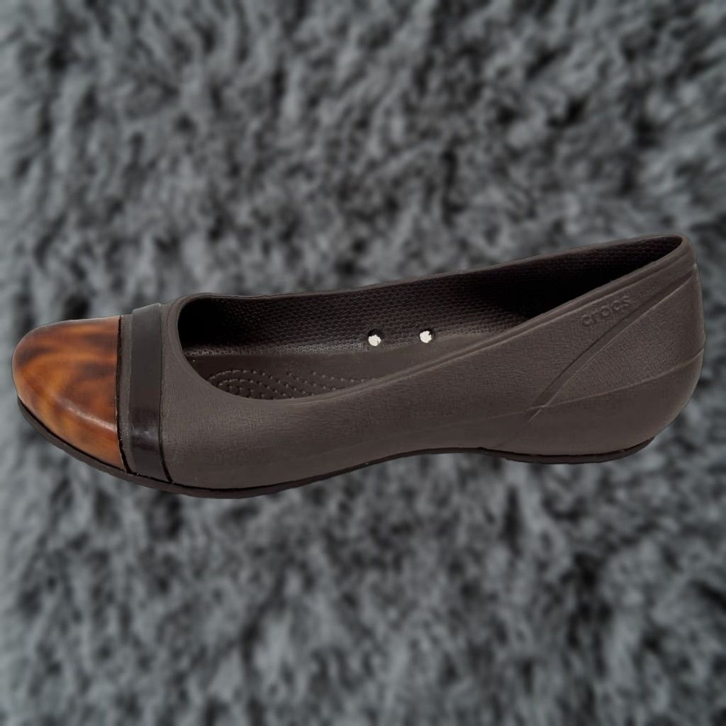 Crocs Crocs Cap Toe Tortoise Brown Marble Ballerina Flats Women’s Size 9 Size ONE SIZE - 1 Thumbnail