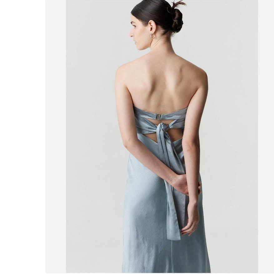 New FREE PEOPLE Third Form Satin Tie Back Strapless Dress
