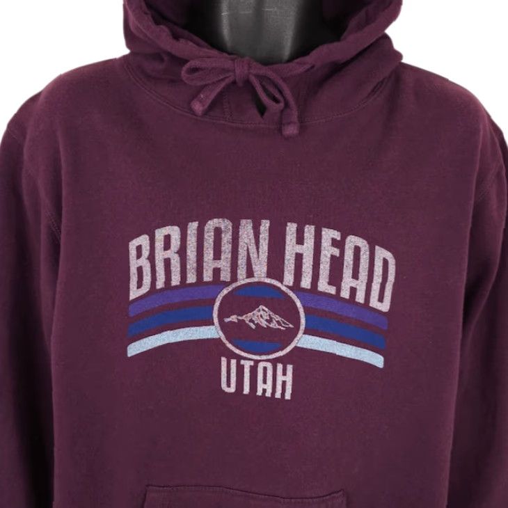 Vintage Ouray Brian Head Sweatshirt Hoodie Mens Large Maroon Red Destination Ski Utah Hoodie Mens L Red Ski Utah Ouray Size US L / EU 52-54 / 3 - 2 Thumbnail