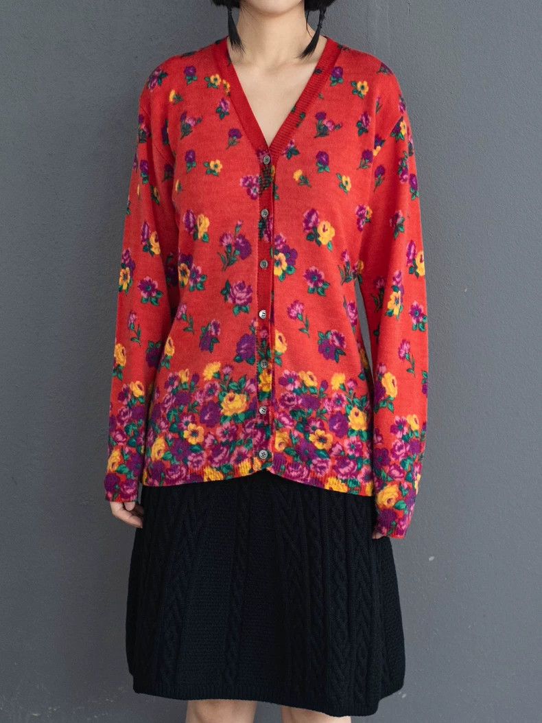 Kenzo KENZO Red floral knit sweater vintage Size XS / US 0-2 / IT 36-38 - 4 Thumbnail