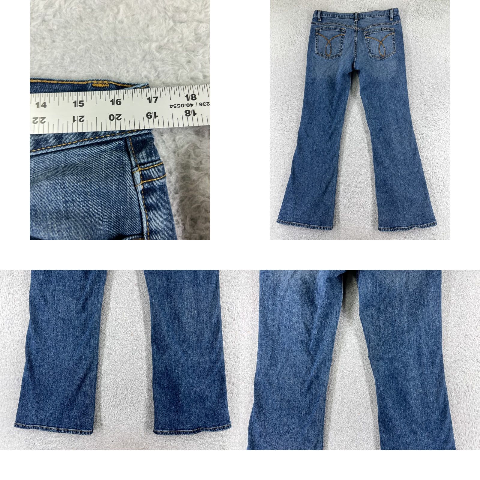 Calvin Klein Calvin Klein Jeans Women 12 Blue Denim Flared 32x29.5 Cotton Blend 5-Pocket Zipper Distressed Medium Wash Adult Regular Womens Size 34" / US 12 / IT 48 - 9 Thumbnail