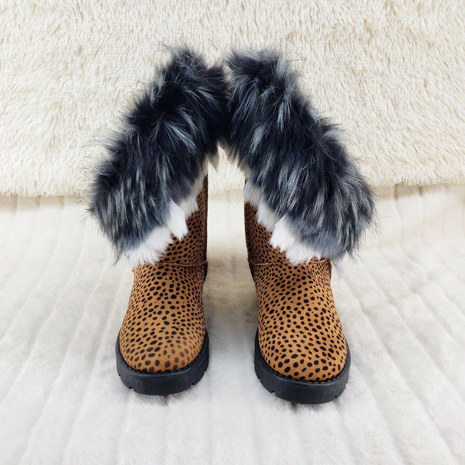 Other Chi Chi Cheetah Animal Print Faux Fur Thick Lined Winter Boo Size US 6 / IT 36 - 7 Thumbnail