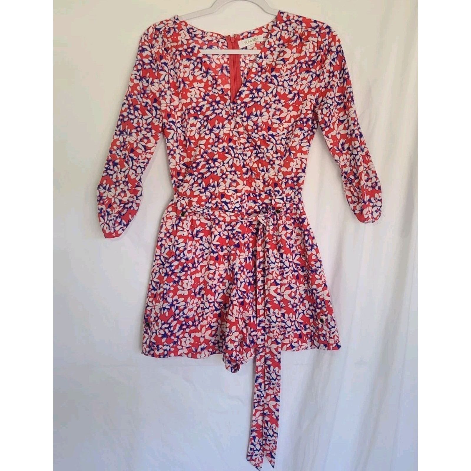 Other New Yumi Kim Women's Pink & Blue Floral Belted Romper XS Size 28" / US 6 / IT 42 - 2 Thumbnail
