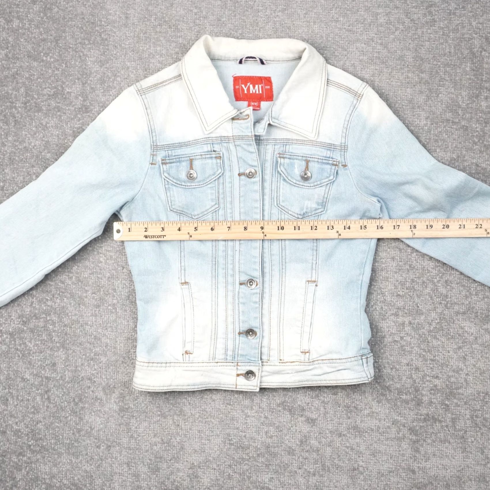 Doublet YMI Denim Jacket Blue Light Wash Womens M Jacket Pocket Lightweight Casual 90s Bohemian Biker Spring Fall Size M / US 6-8 / IT 42-44 - 4 Thumbnail