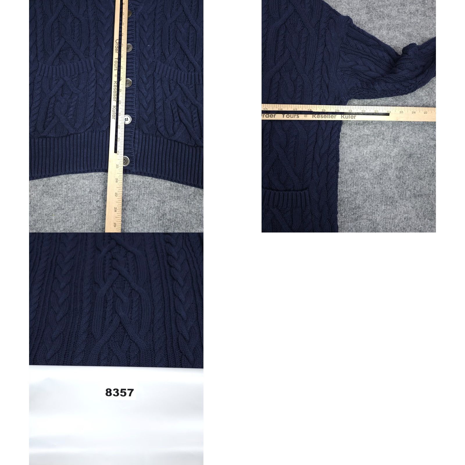 J.Crew J.CREW Cable Knit Cardigan Women's Small Blue Fisherman Knit Button Pockets Size S / US 4 / IT 40 - 8 Thumbnail