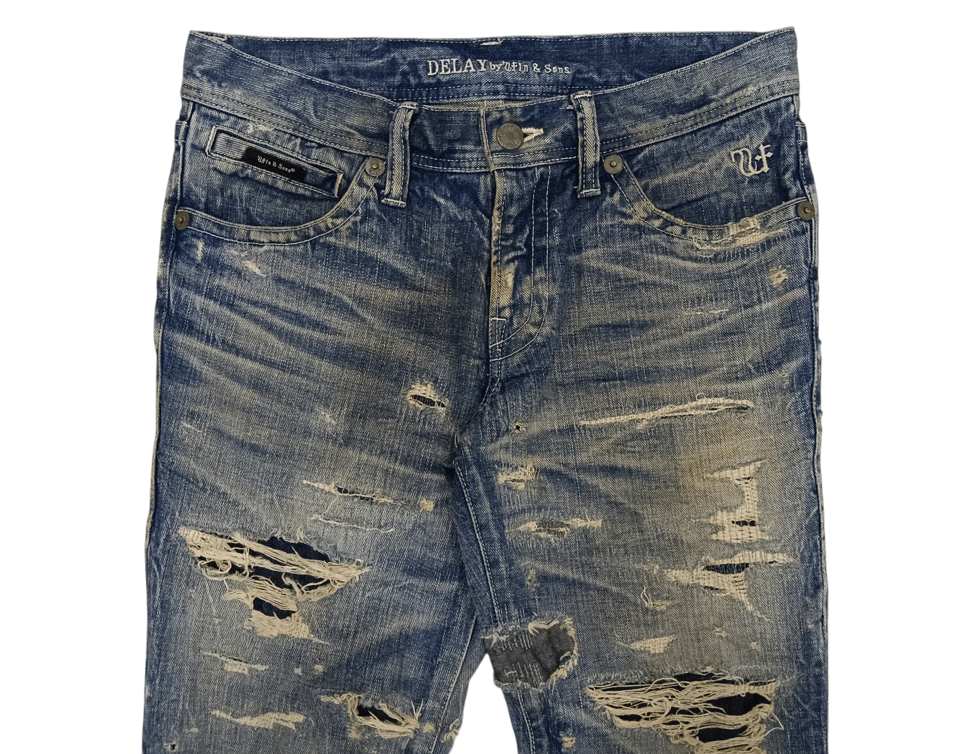 Designer DELAY UFin & Sons Distressed Flare Denim Japan (S316) W32 Size US 32 / EU 48 - 4 Thumbnail