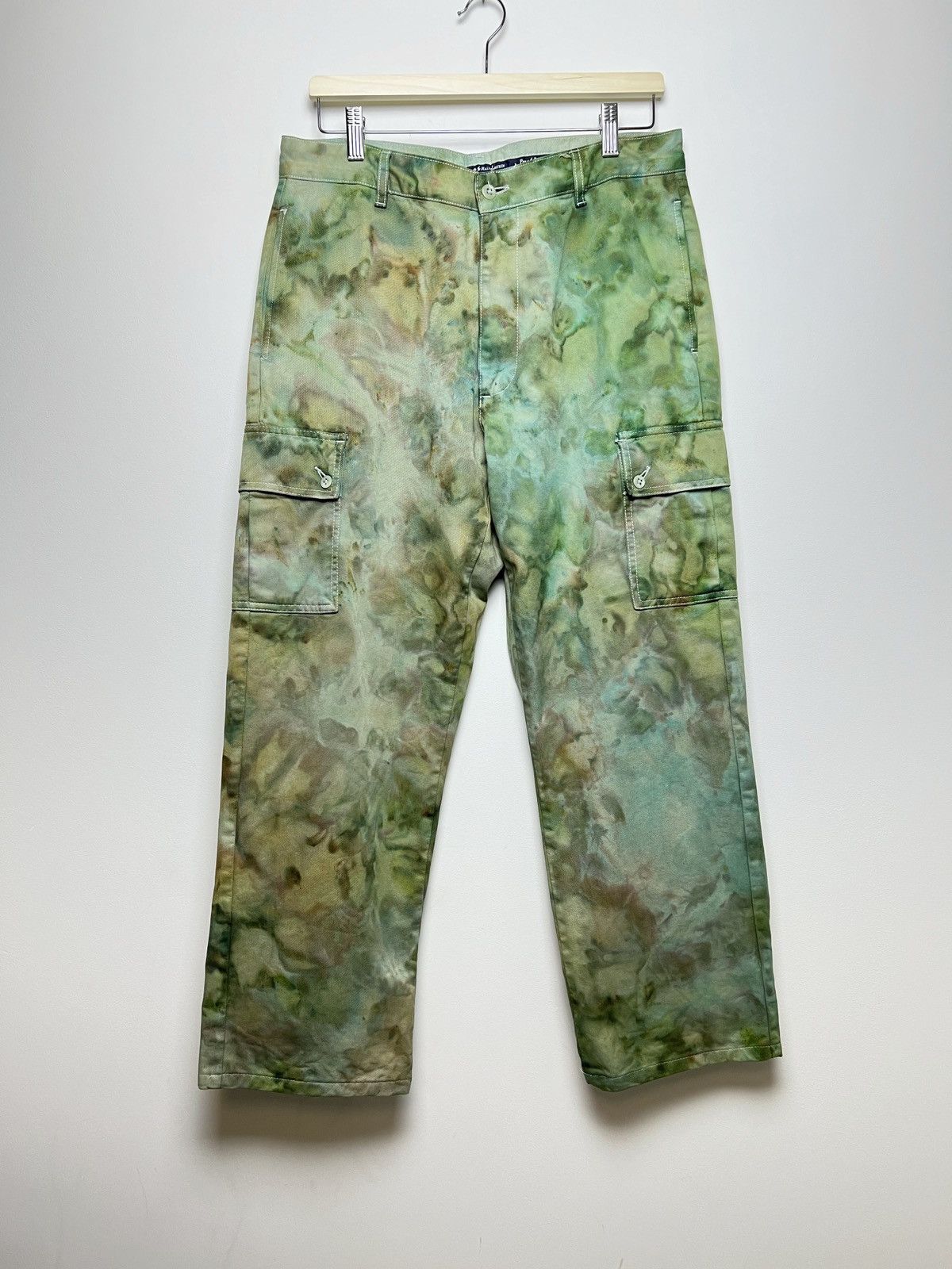 Image of Archival Clothing x Polo Ralph Lauren Ralph Laurent Tie Dye Cargo Camo Multipocket Army Pants (Size