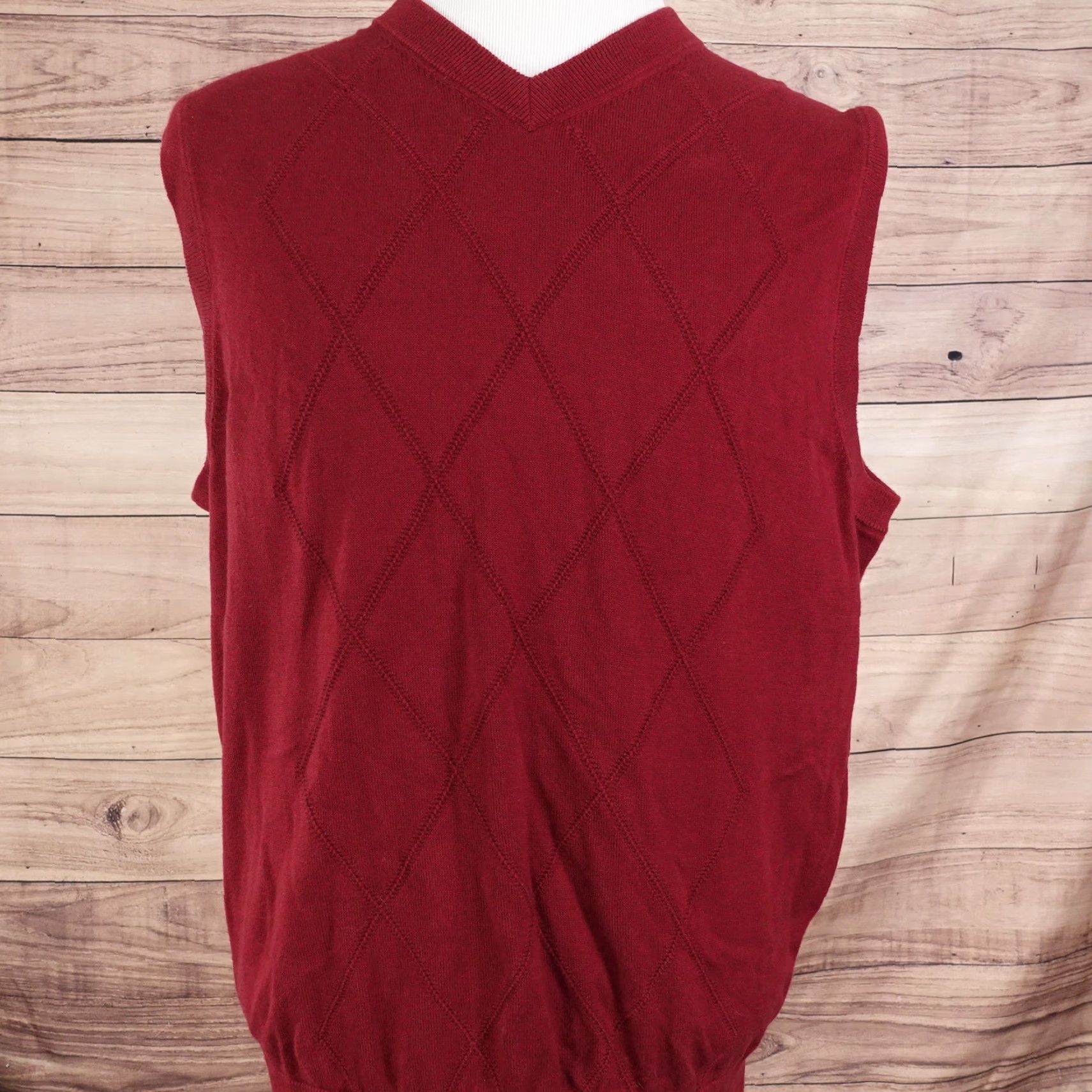 Roundtree & Yorke VINTAGE ROUNDTREE & YORKE RED ARGYLE COTTON SWEATER VEST MENS SIZE M Size US M / EU 48-50 / 2 - 2 Thumbnail