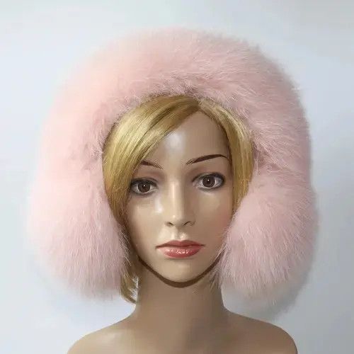 VIBE Pink Color Genuine Fur Earmuffs For Winter Size ONE SIZE - 3 Thumbnail