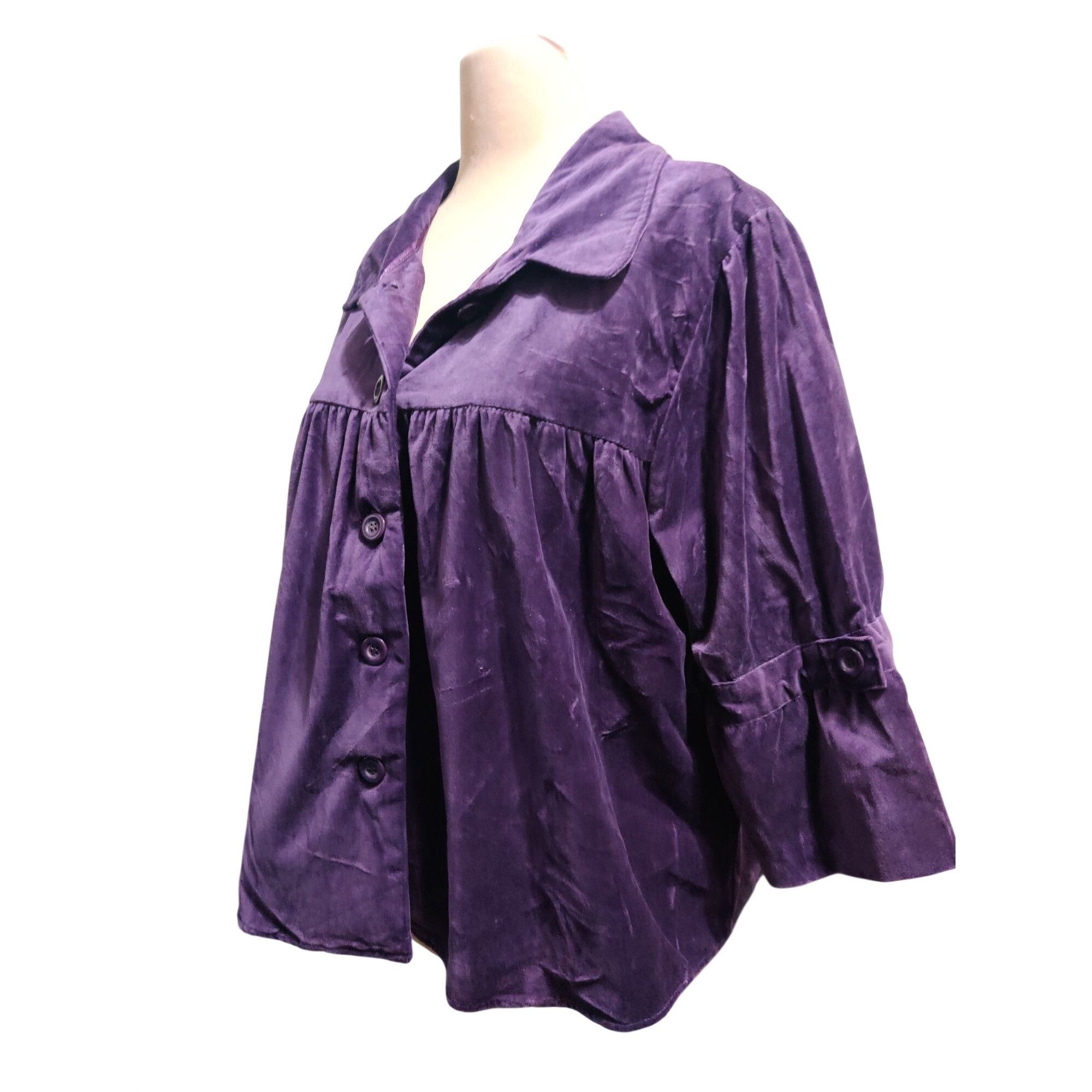 Route 66 Route 66 2X Purple Velour Button Front Plus Size Swing Jacke Size XXL / US 16-18 / IT 52-54 - 6 Thumbnail
