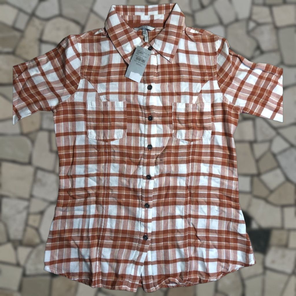 BKE BKE Womens Shirt XS Multicolor Plaid Long Sleeve Button-Up 100% Cotton Flannel Casual Size XS / US 0-2 / IT 36-38 - 1 Thumbnail