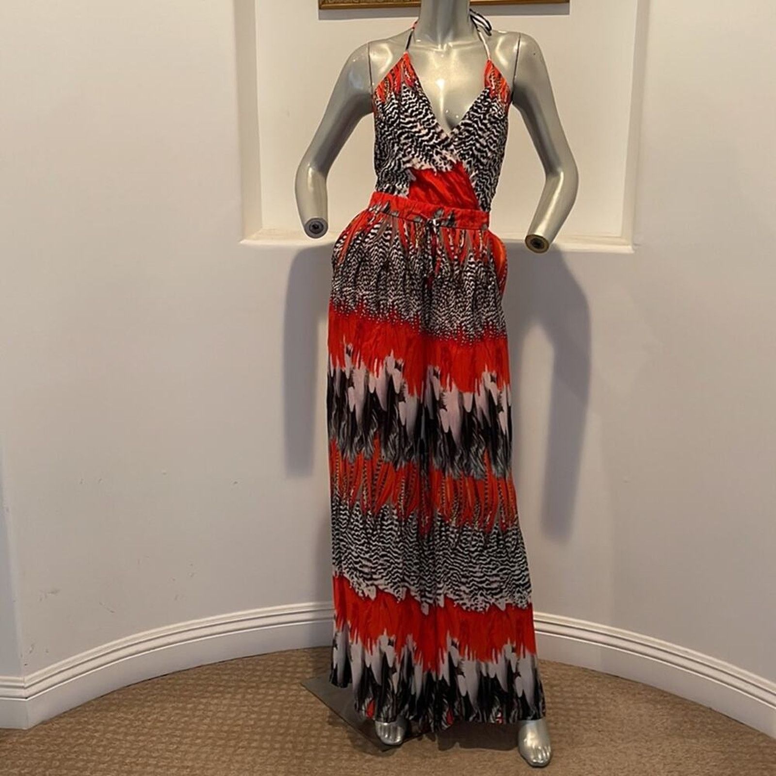 Other Shahida Parides Woodpecker Red Multi Palazzo Jumpsuit Size S Size 27" / US 4 / IT 40 - 13 Thumbnail