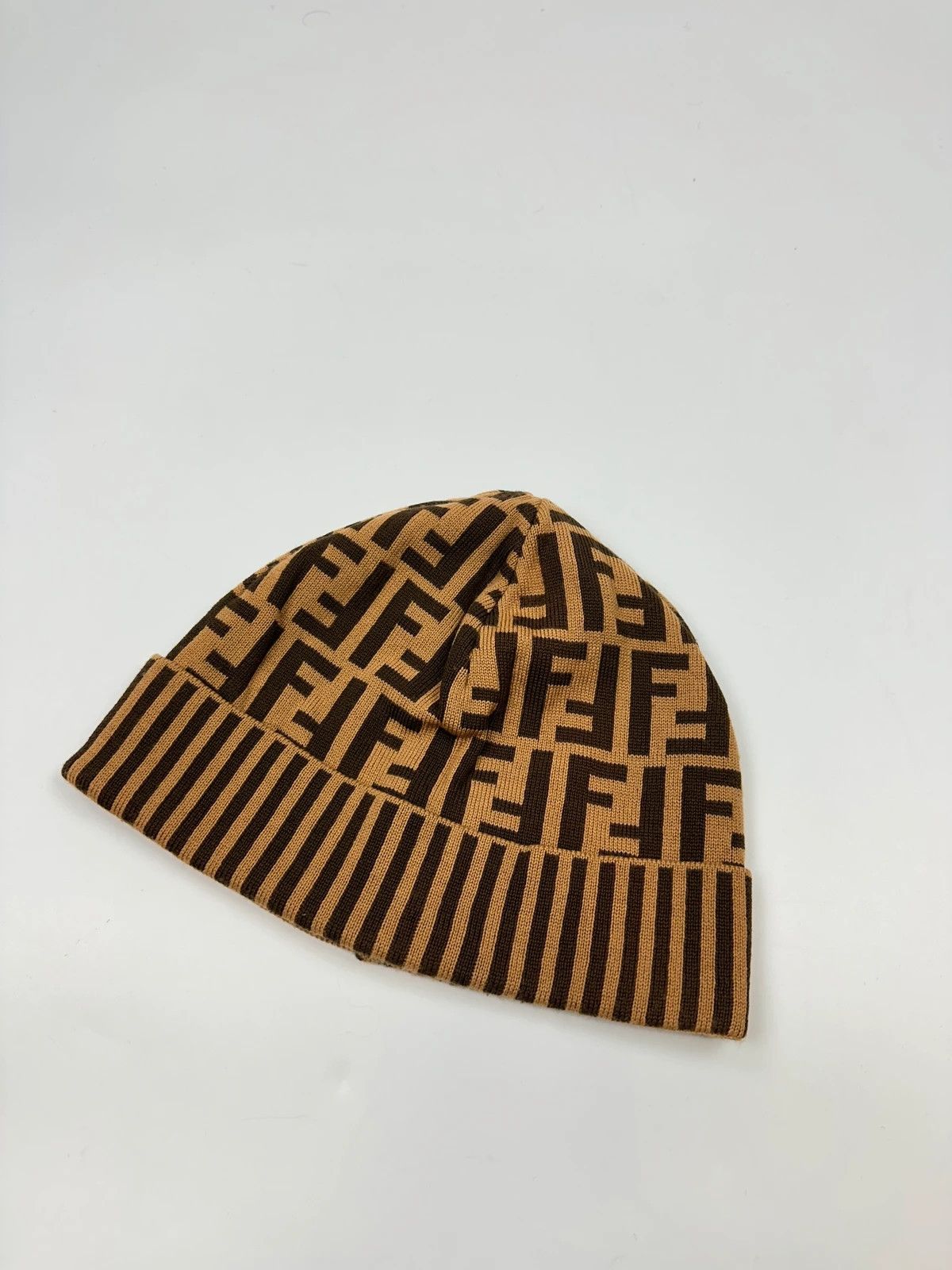 Fendi Fendi FF Monogram Brown Orange Wool Beanie Size ONE SIZE - 1 Thumbnail
