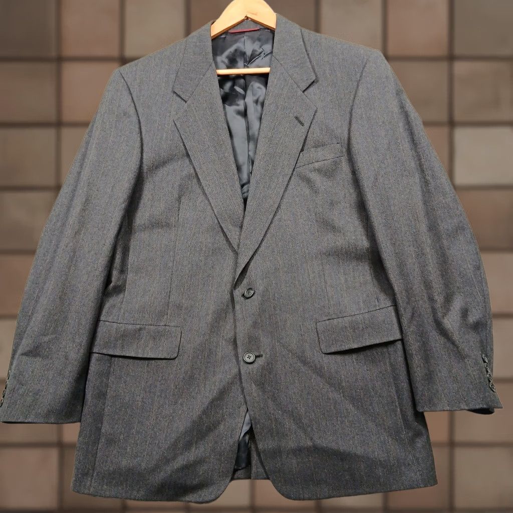 Hart Schaffner Marx Hart Schaffner Marx Blazer Mens Gray Wool 2 Button Jacket Suit Jacket Tweed Herringbone Notch Lapel 44 Regular Vintage No Size 44R - 1 Thumbnail