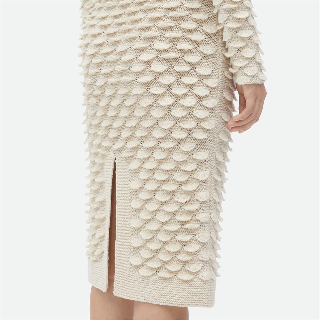Bottega Veneta Bottega Veneta Fish Scale Wool Midi Skirt in Cream Size 36" / US 14 / IT 50 - 7 Thumbnail
