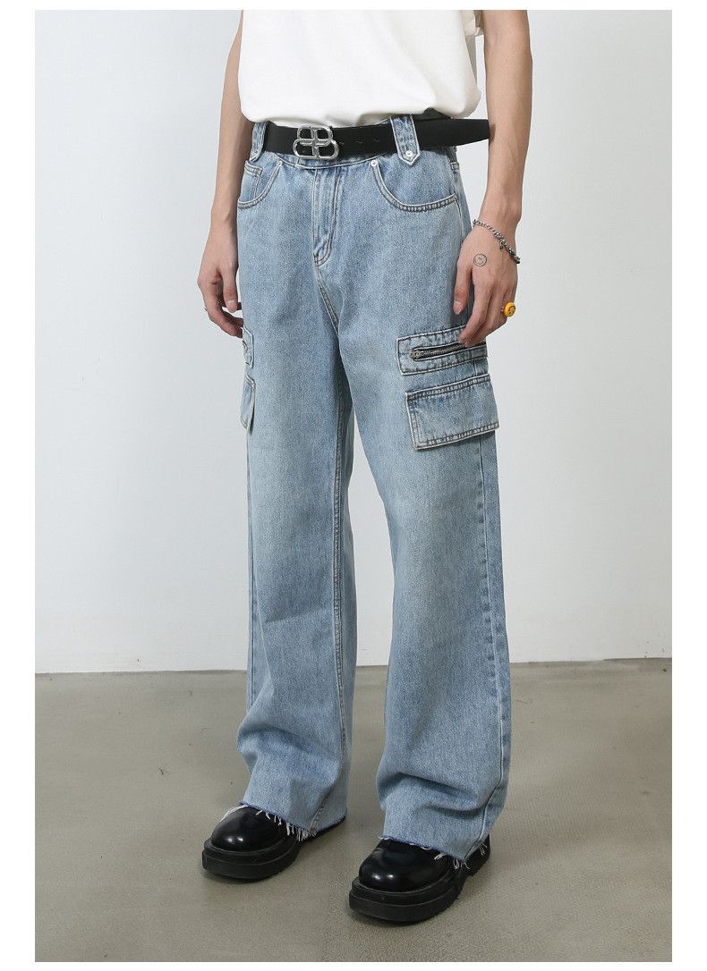 Japanese Brand × Jean Washed casual straight-leg men's versatile cargo jeans Size US 32 / EU 48 - 2 Thumbnail