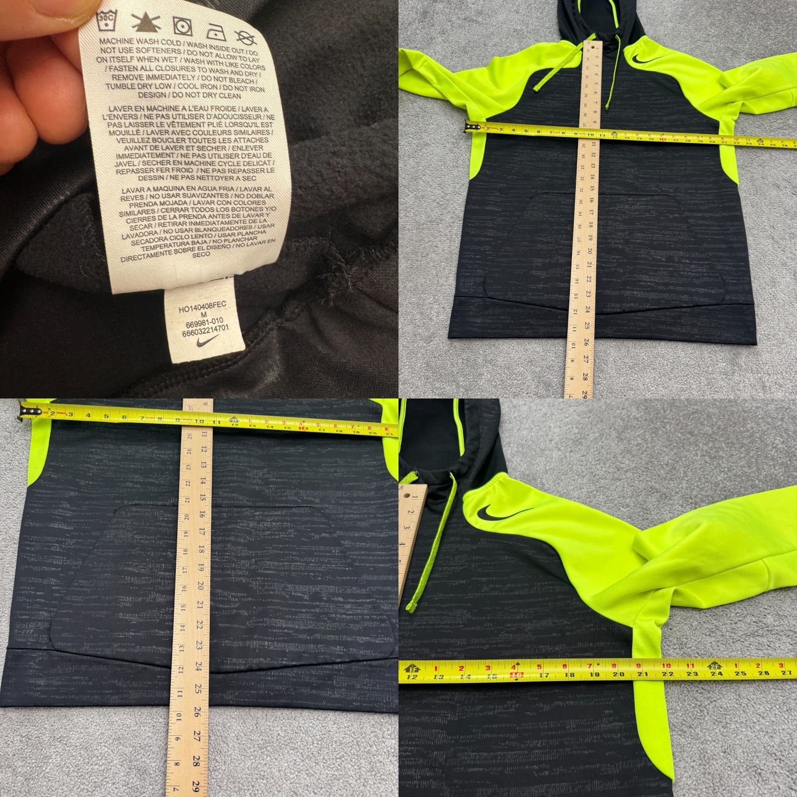 Nike Nike Pro Training Thermal-Fit Pullover Hoodie Mens Medium Black Neon Multicolor Nike Therma-Fit Sports Outdoor Sweatshirt Hooded Long Sleeve Size US M / EU 48-50 / 2 - 8 Thumbnail