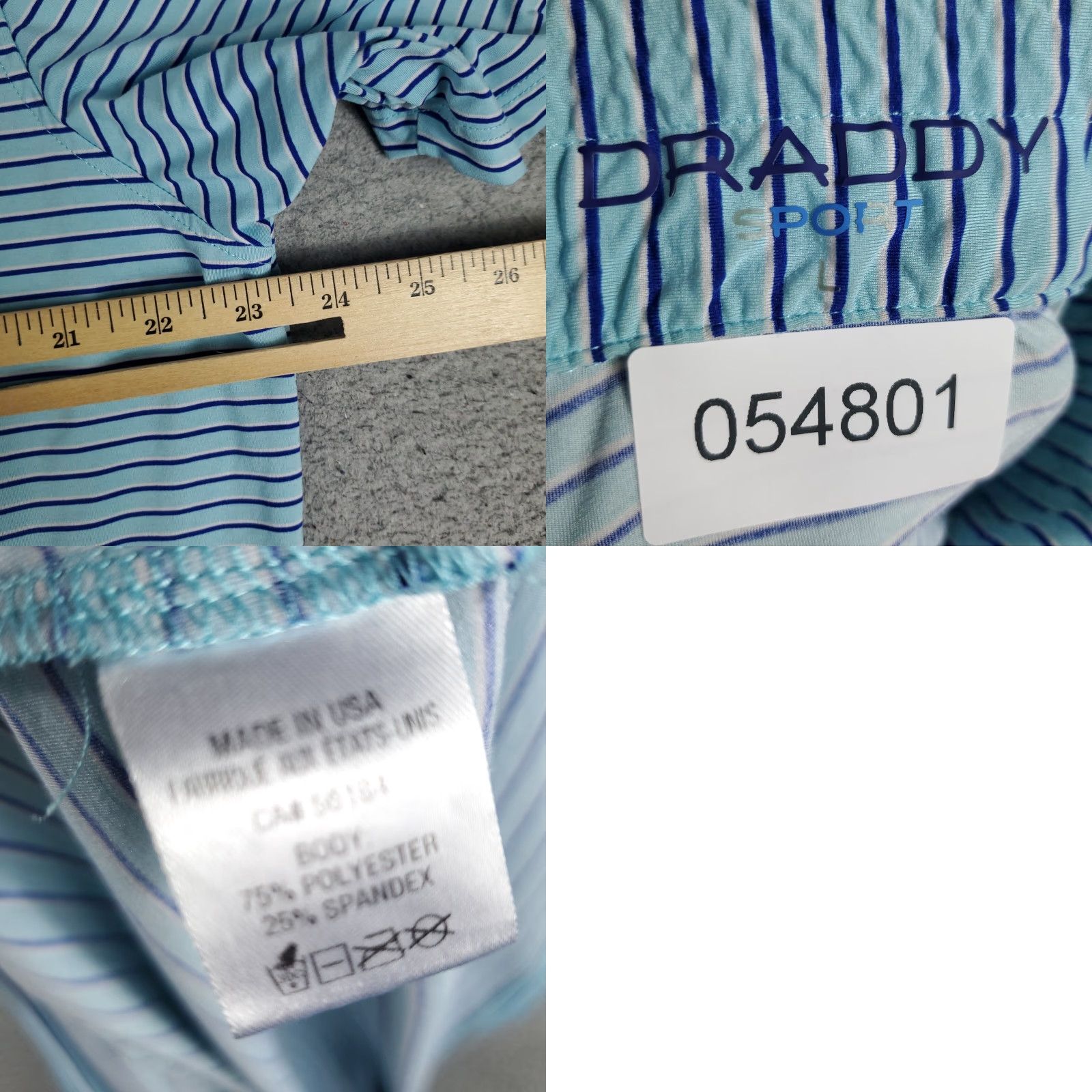 Vintage B Draddy Polo Shirt Mens L Blue Striped Short Sleeve Polo Shirt Size US L / EU 52-54 / 3 - 8 Thumbnail