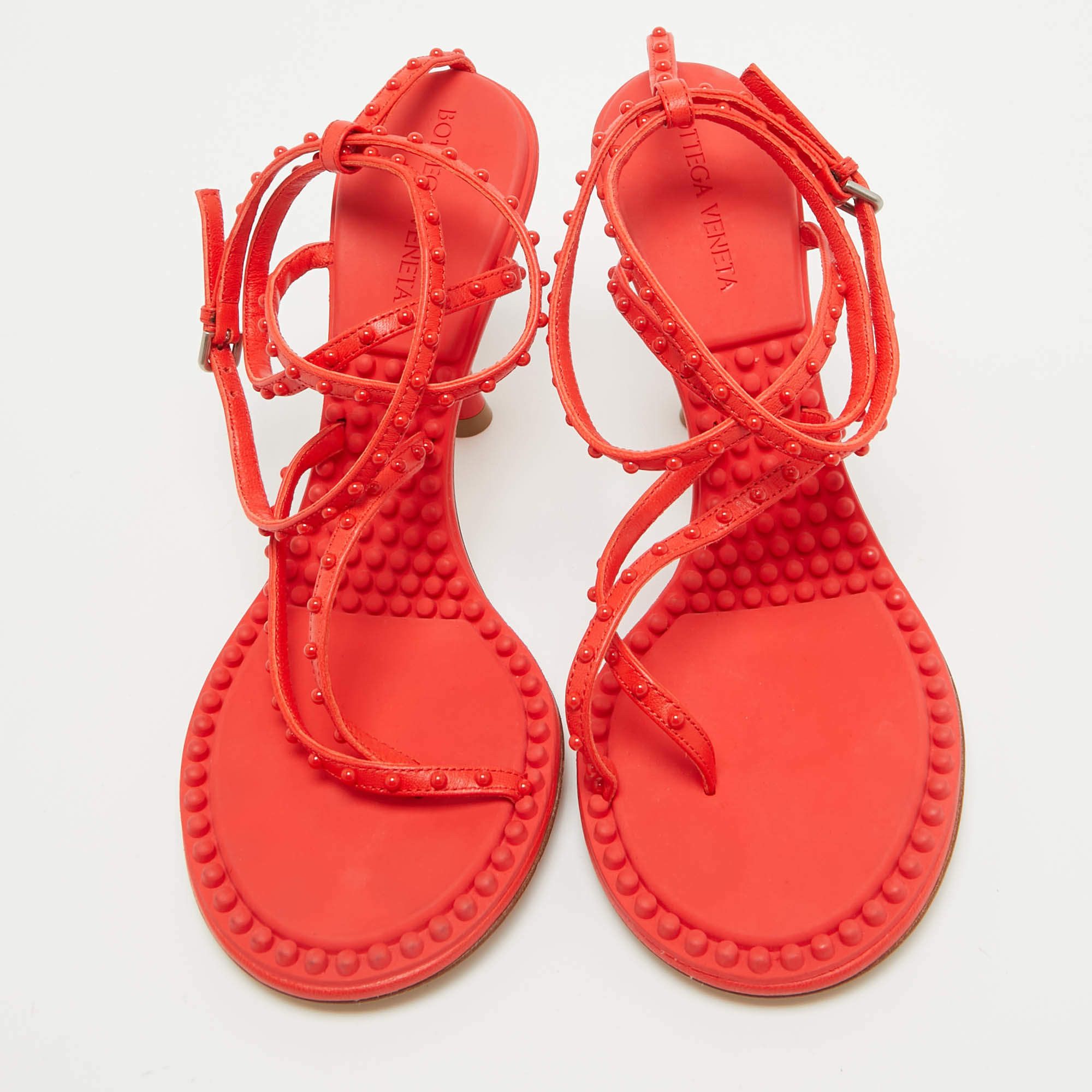 Bottega Veneta o1y0725 Ankle Strap Sandals in Tomato Red Size US 5 / IT 35 - 4 Thumbnail
