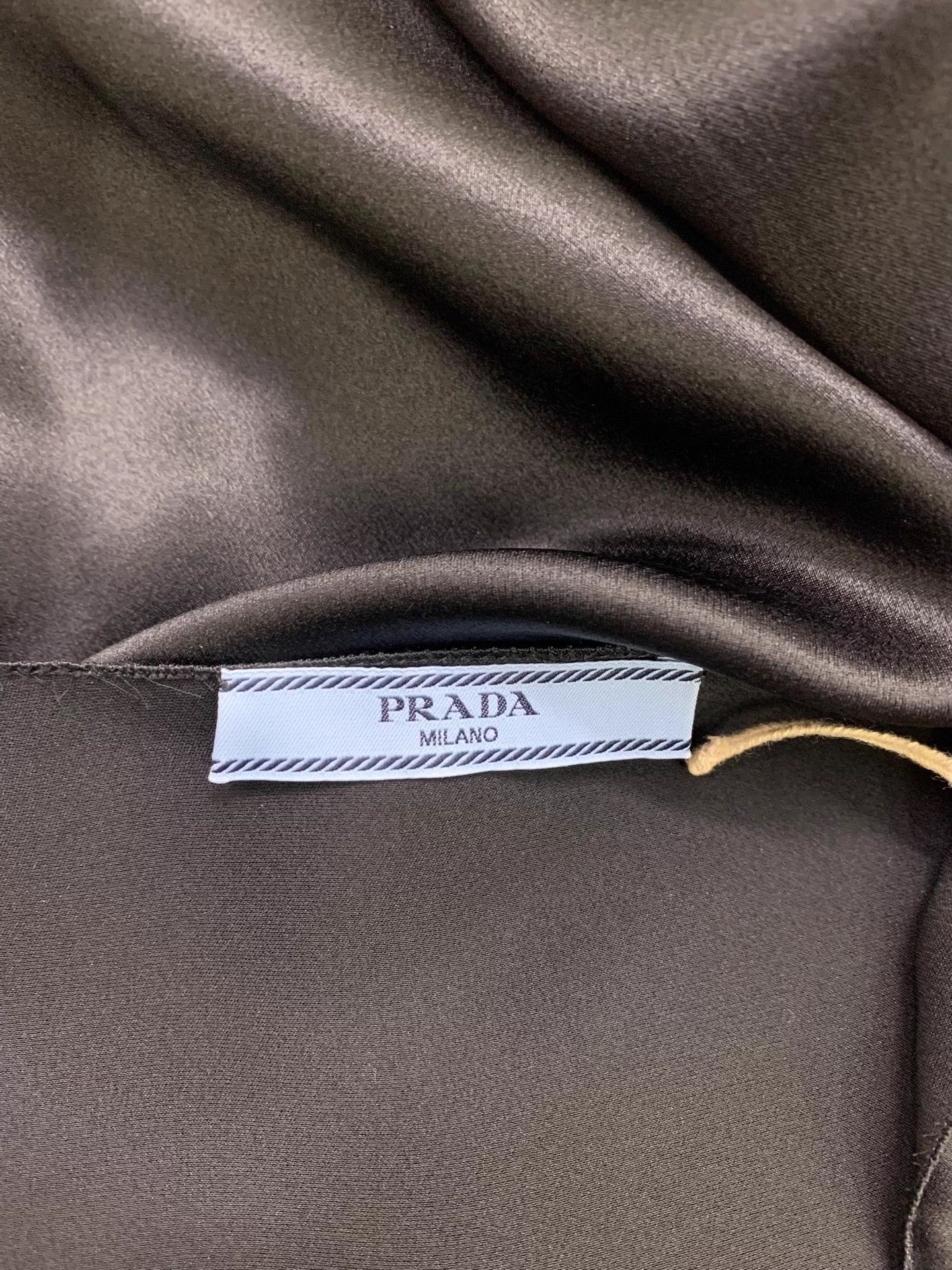 Prada Prada Black Silk & Lace Logo Belted Dress 38 Size S / US 4 / IT 40 - 4 Thumbnail