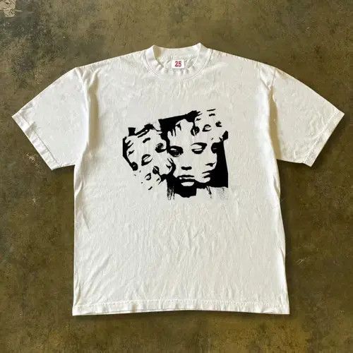 VIBE White street fashion face print cotton t-shirt Size US L / EU 52-54 / 3 - 7 Thumbnail