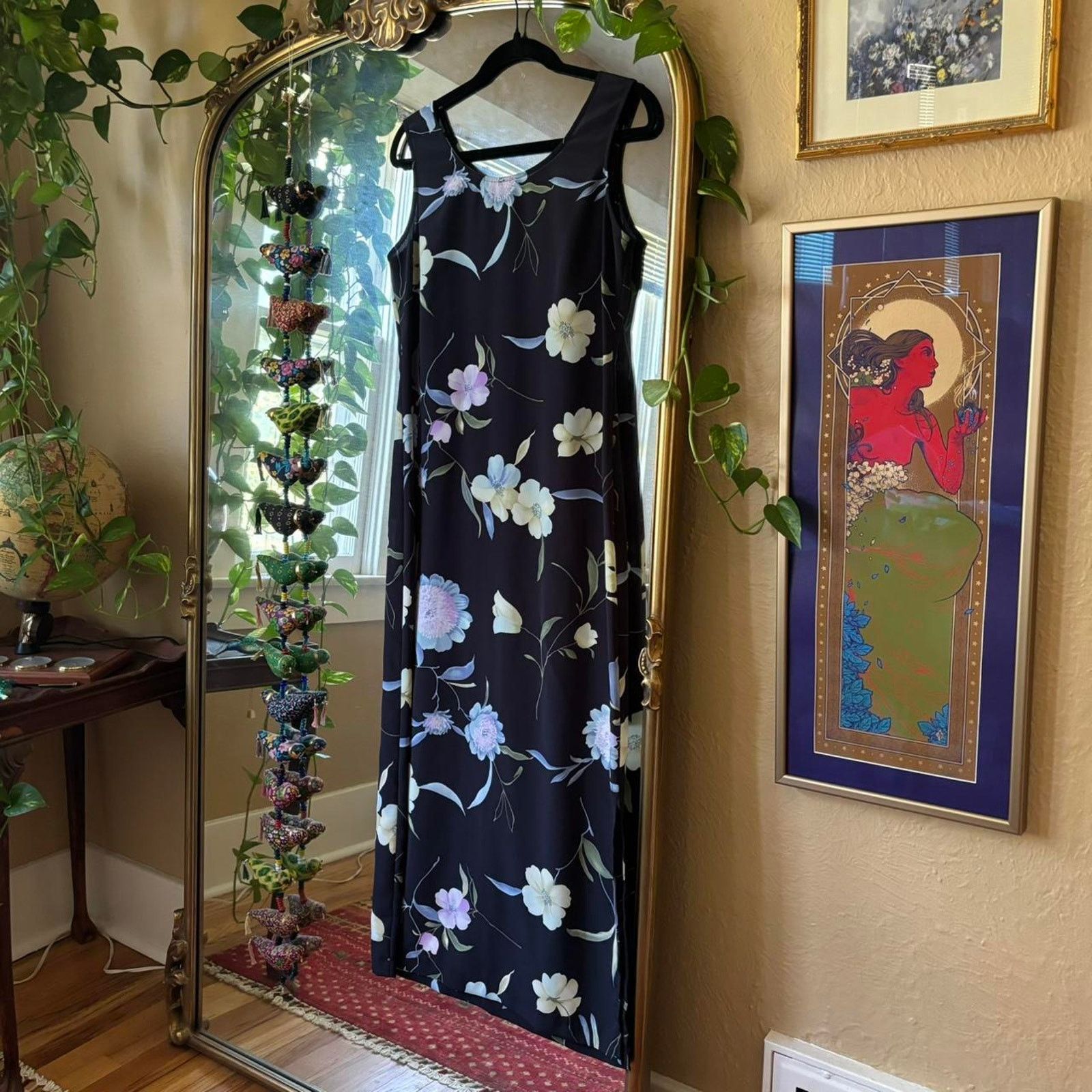 Vintage Vintage Dressbarn Navy Blue Floral Maxi Dress 8 Boho Summer Size M / US 6-8 / IT 42-44 - 1 Thumbnail