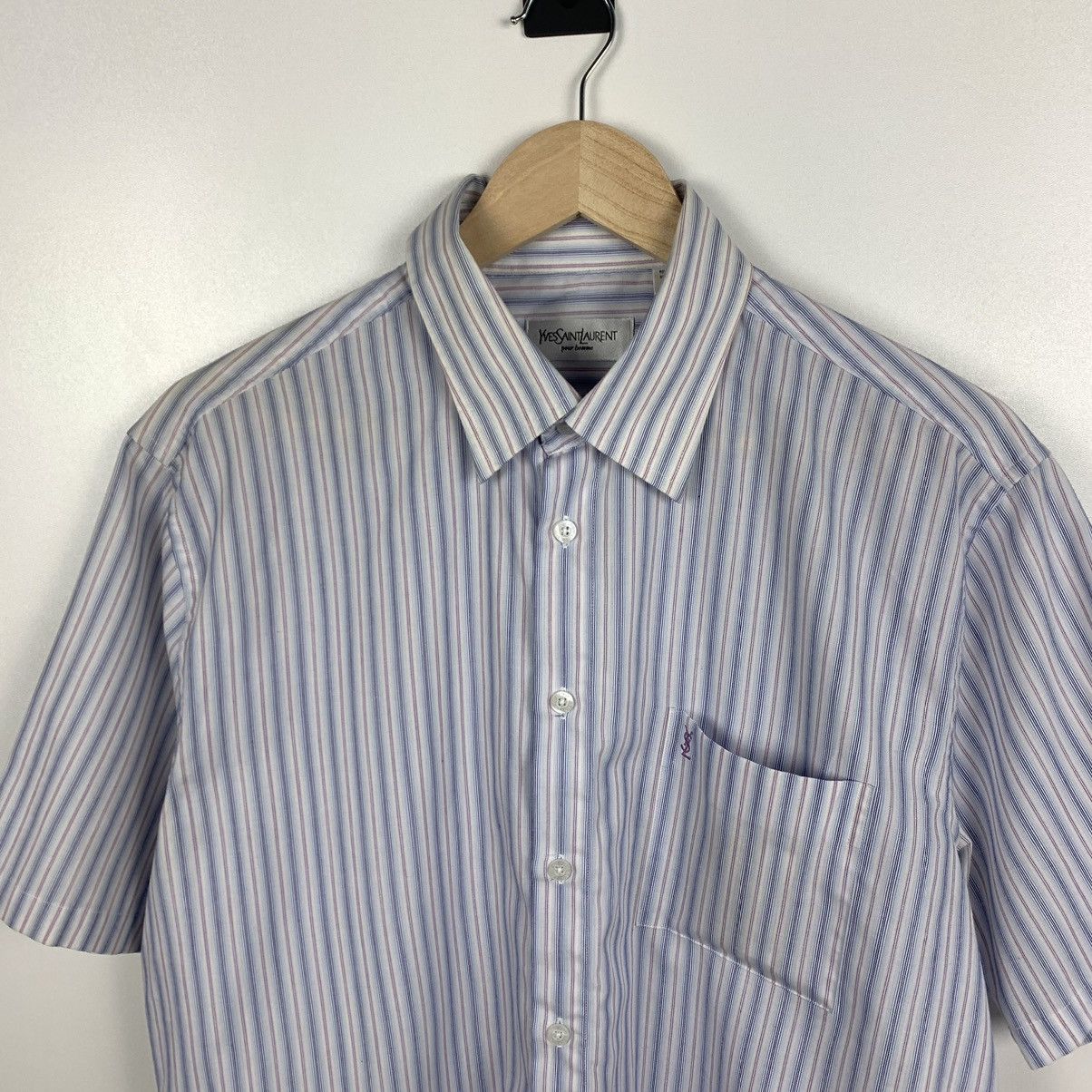 Yves Saint Laurent Vintage Yves Saint Laurent Striped Shirt Short Sleeve Size L Size US L / EU 52-54 / 3 - 2 Thumbnail