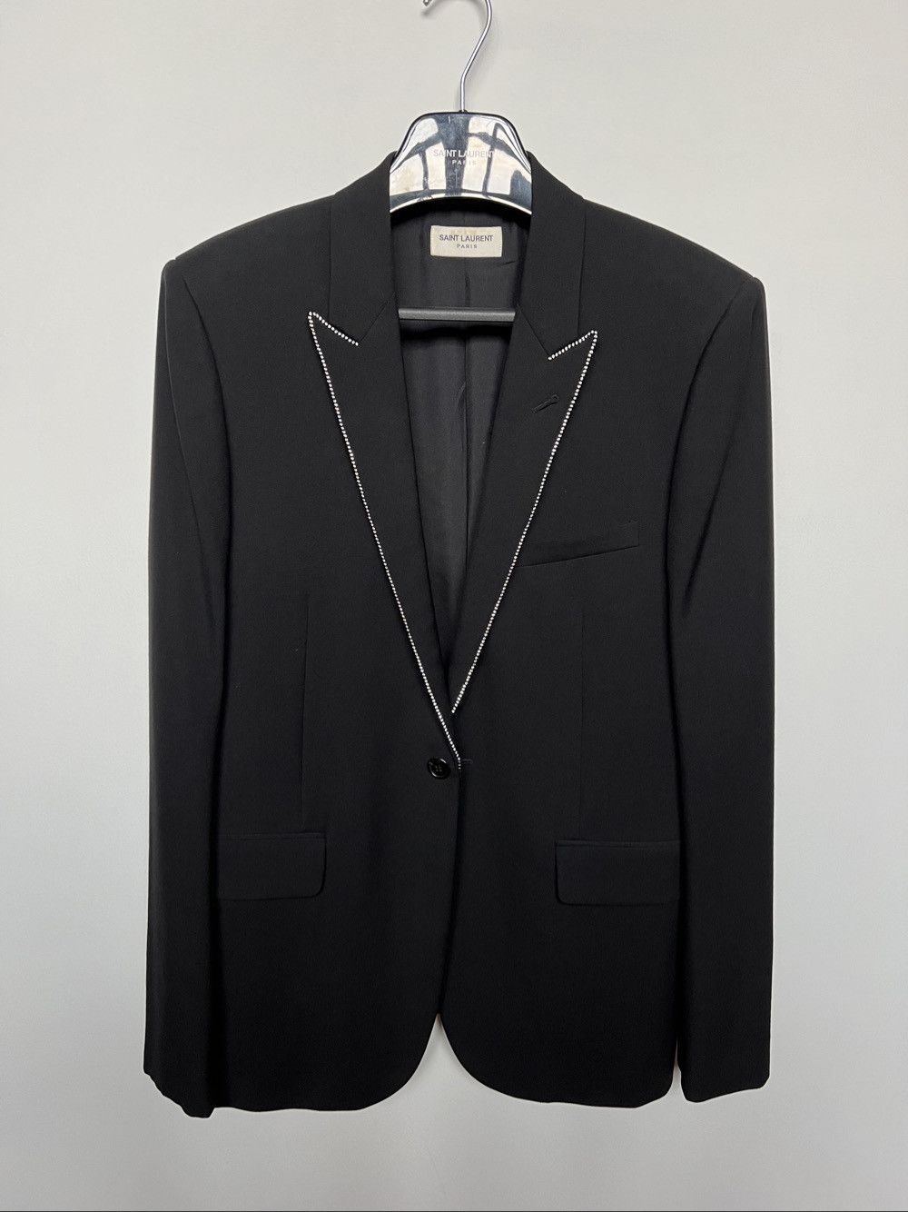 Saint Laurent Paris Saint Laurent Embellished Lapel Blazer Size 52 Size 42R - 1 Thumbnail