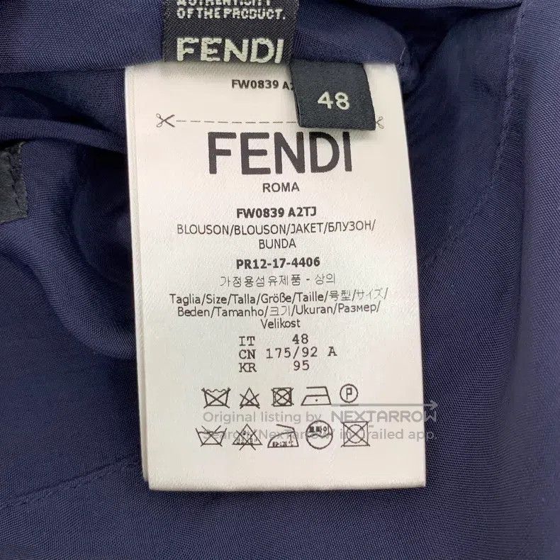 Fendi Fendi Navy Blue Cartoon Pattern Printed Silk Collar Zipper Size US M / EU 48-50 / 2 - 6 Thumbnail