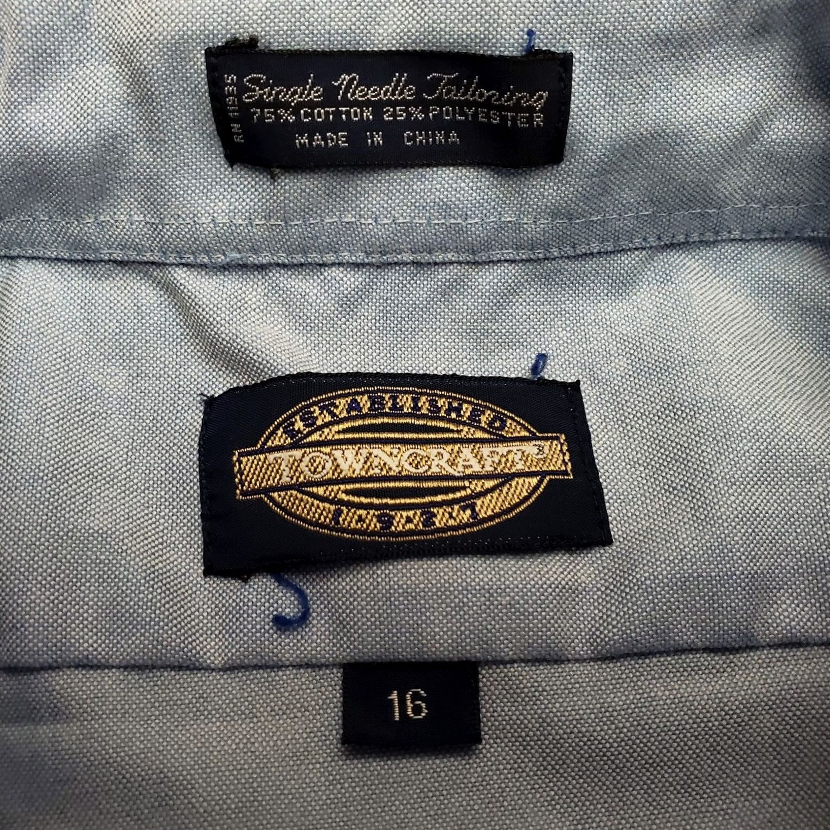 Needles VINTAGE Towncraft Shirt Mens 16 Blue Single Needle Tailoring DadGrandpa 80s 90s Size US L / EU 52-54 / 3 - 4 Thumbnail