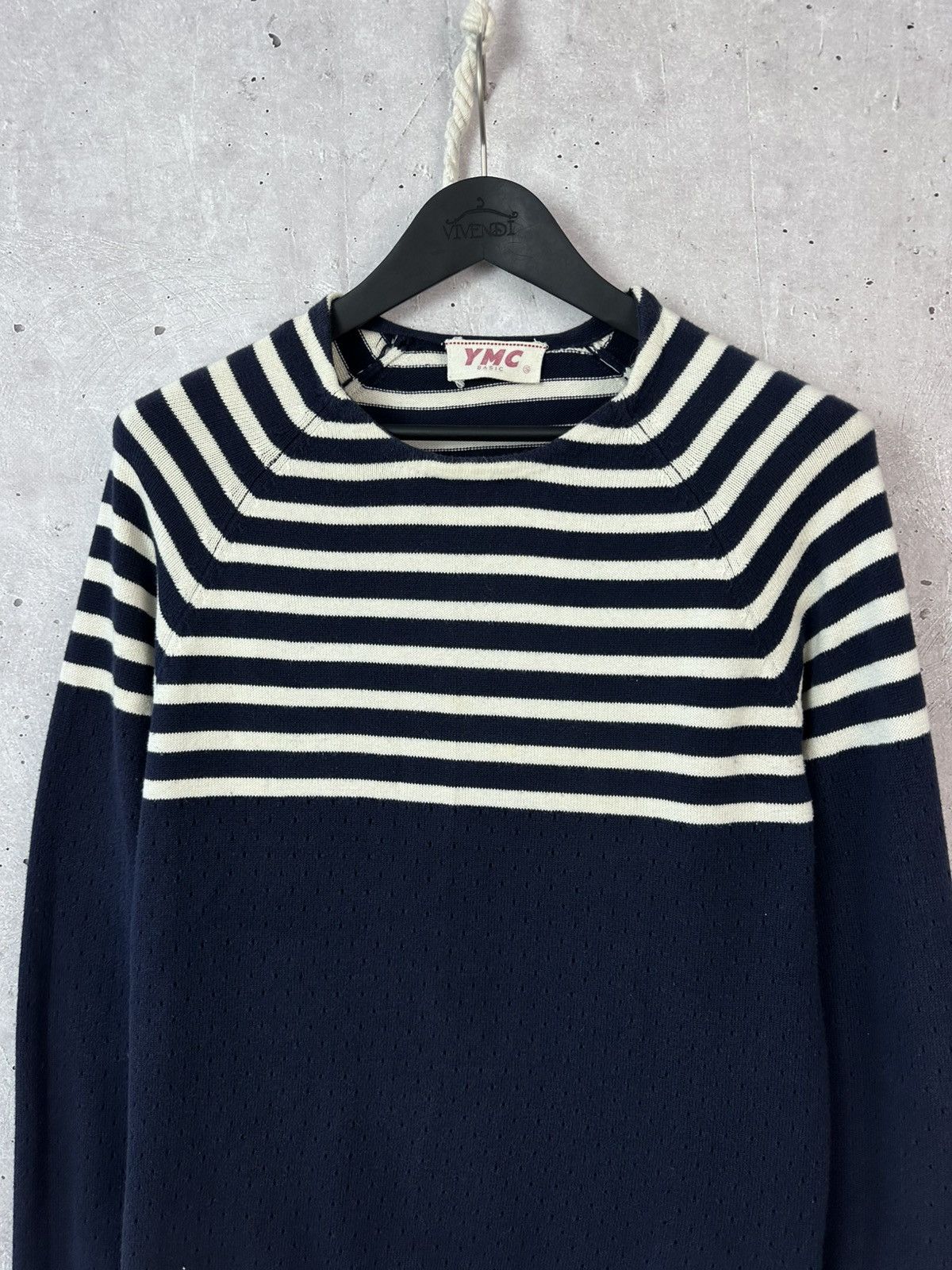 YMC YMC Stripped Navy Blue Cotton Men’s Sweater Size US M / EU 48-50 / 2 - 2 Thumbnail