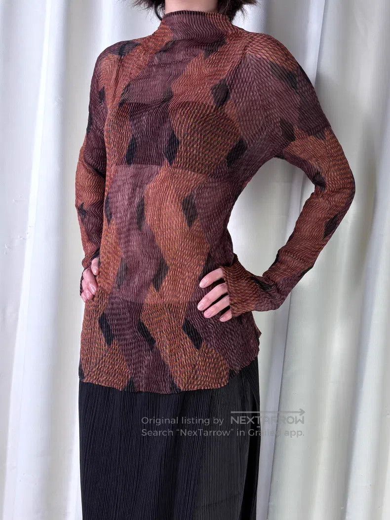 Issey Miyake Issey Miyake Main Line Woven Argyle Willow Catkin Top Size M / US 6-8 / IT 42-44 - 5 Thumbnail