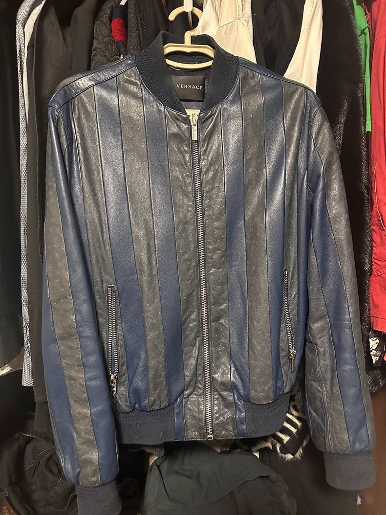 Versace Versace Ostrich striped leather jacket Size US M / EU 48-50 / 2 - 1 Thumbnail