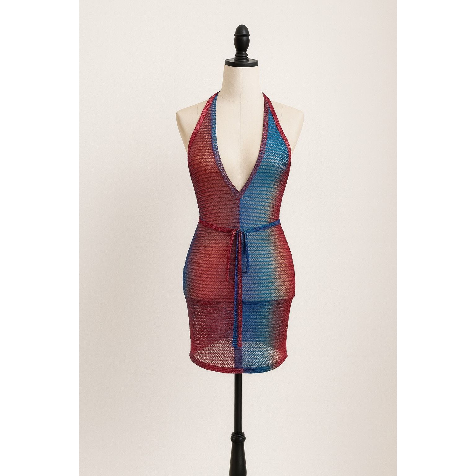 Shein SHEIN Blue & Red Geo Print Criss Cross Swim Cover-Up Dress – Size S / US 4 / IT 40 - 1 Thumbnail