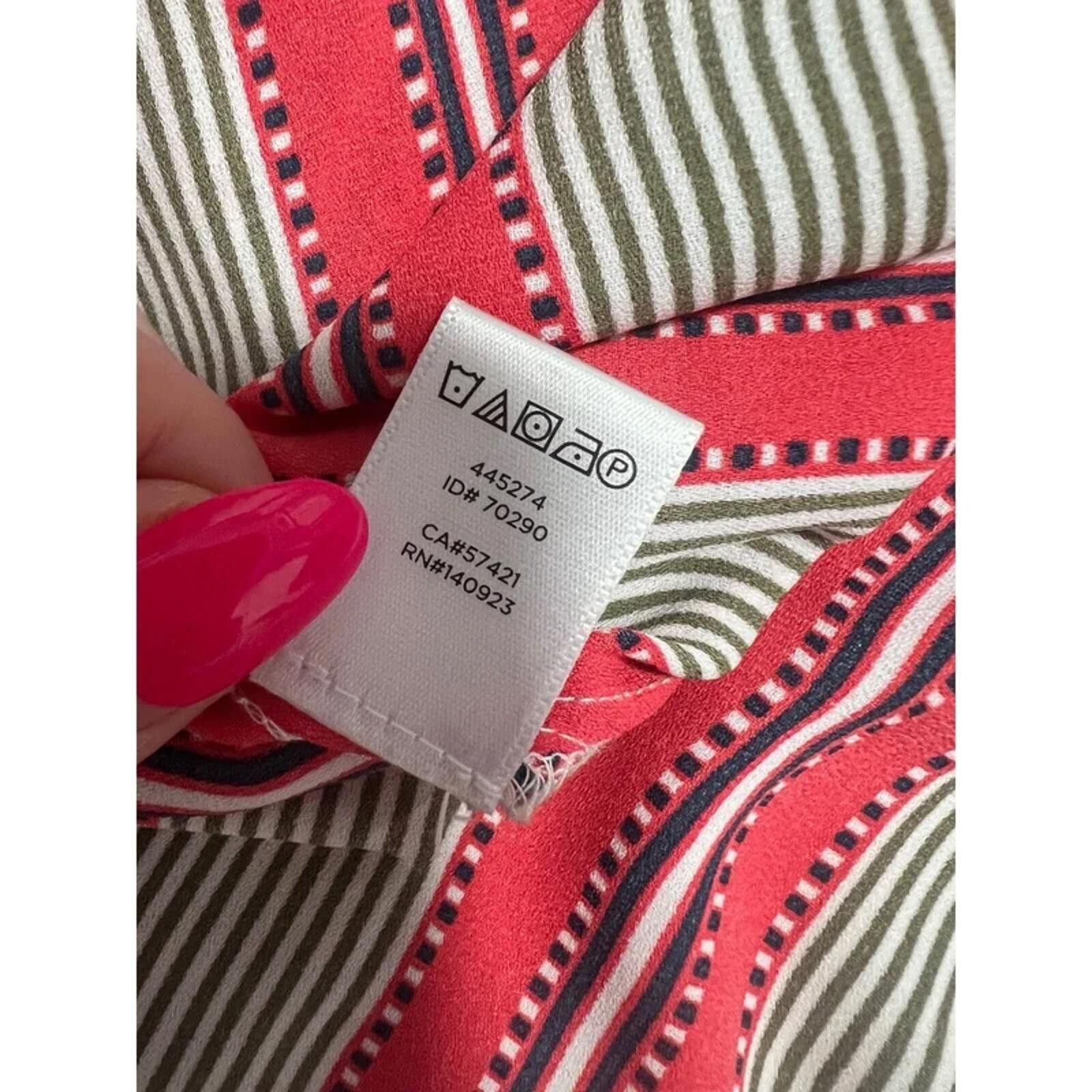 Other LOFT Striped Blouse Bell Sleeve Button Down Red White M Size M / US 6-8 / IT 42-44 - 5 Thumbnail