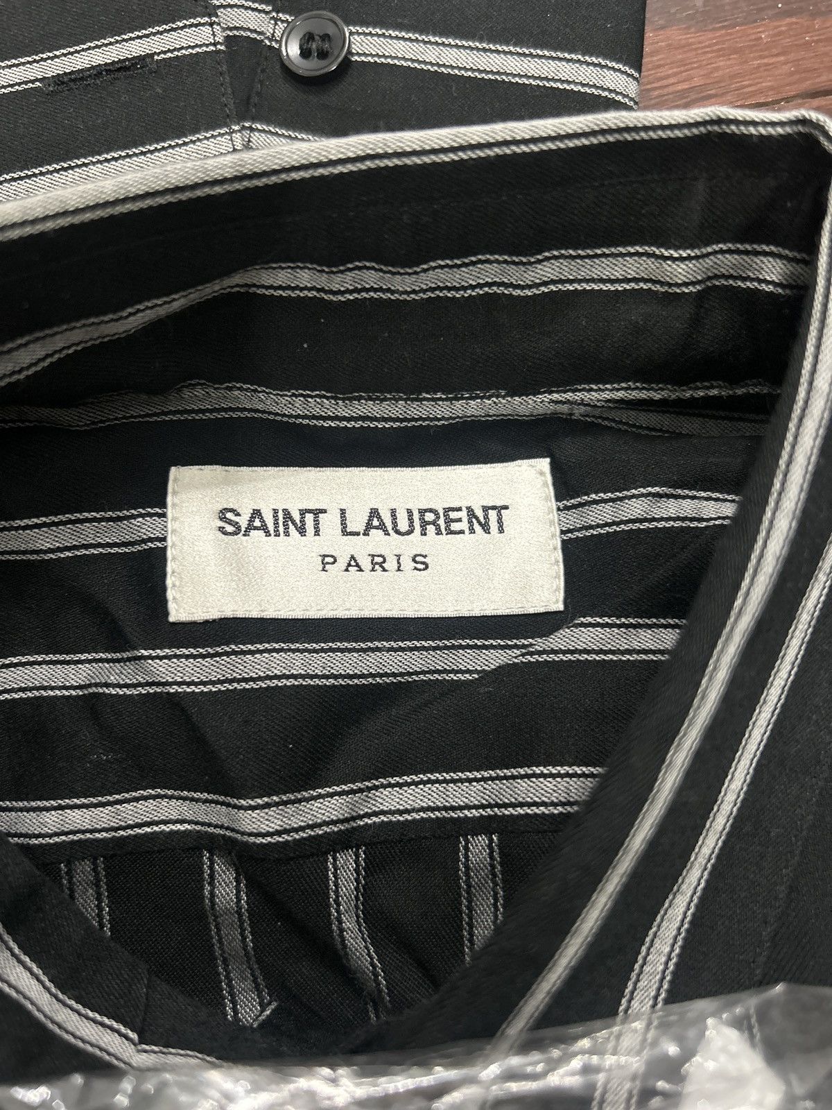 Saint Laurent Paris Saint Laurent Black Button down with Grey Stripes Size US XS / EU 42 / 0 - 2 Thumbnail
