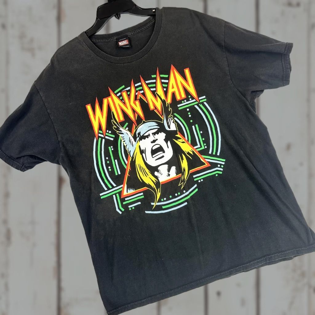Vintage Marvel Thor Wing Man Shirt Mens XL Black Graphic T-Shirt Mad Engine Size US XL / EU 56 / 4 - 1 Thumbnail