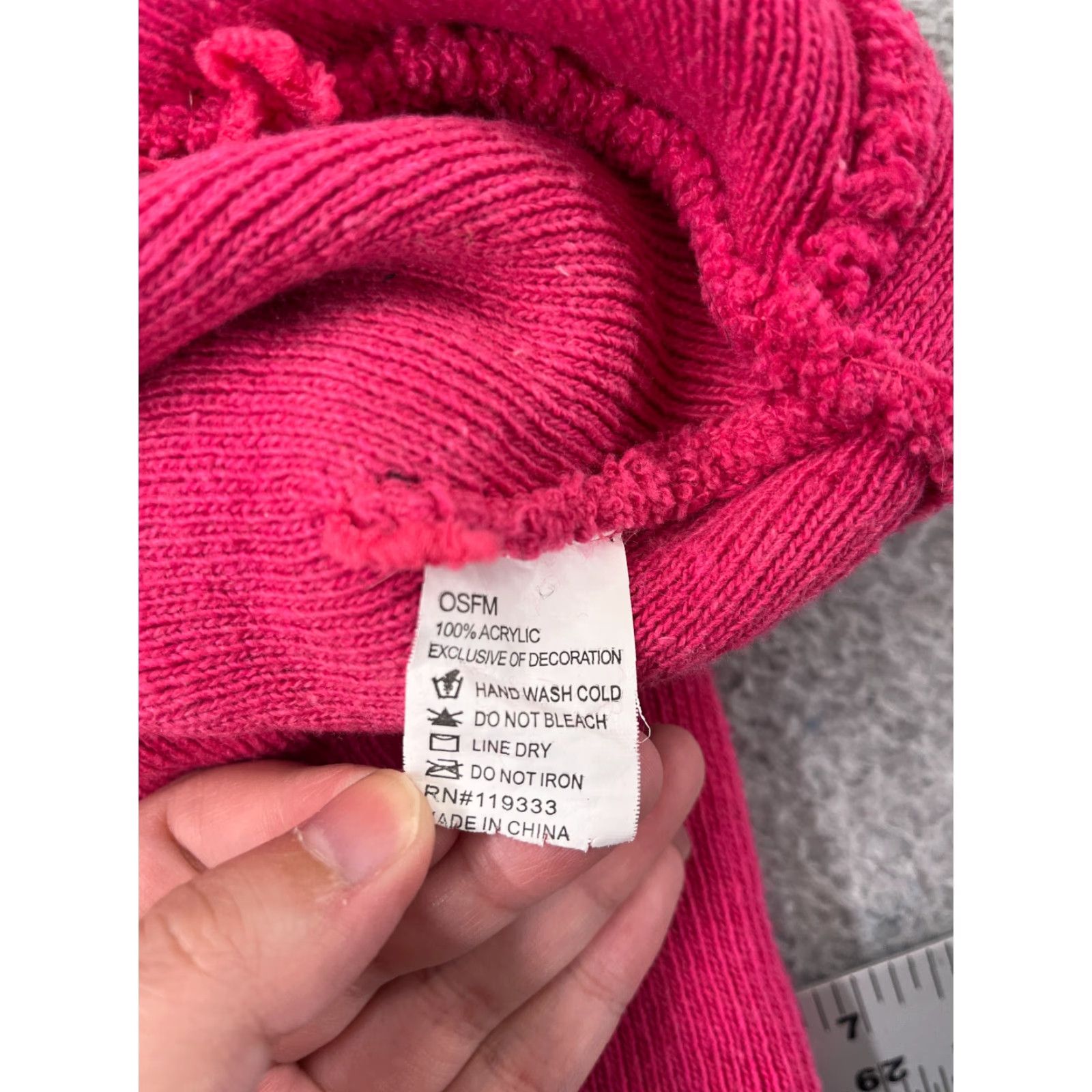 Vintage LHS INTERNATIONAL Beanie Adult One Size Hot Pink Knit Acrylic Ski Unisex Size ONE SIZE - 5 Thumbnail