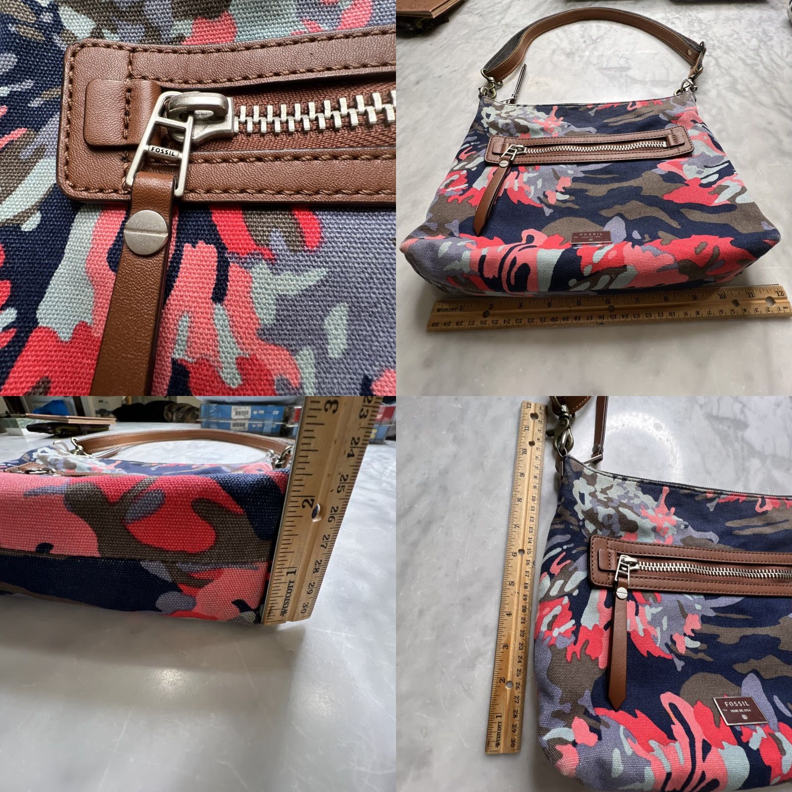 Fossil FOSSIL Dawson Crossbody Bag - Floral Canvas, Multicolor, Women, Medium, Blue Floral, Crossbody, Detachable Strap, Inner Pockets, Zipper Closure Size ONE SIZE - 8 Thumbnail