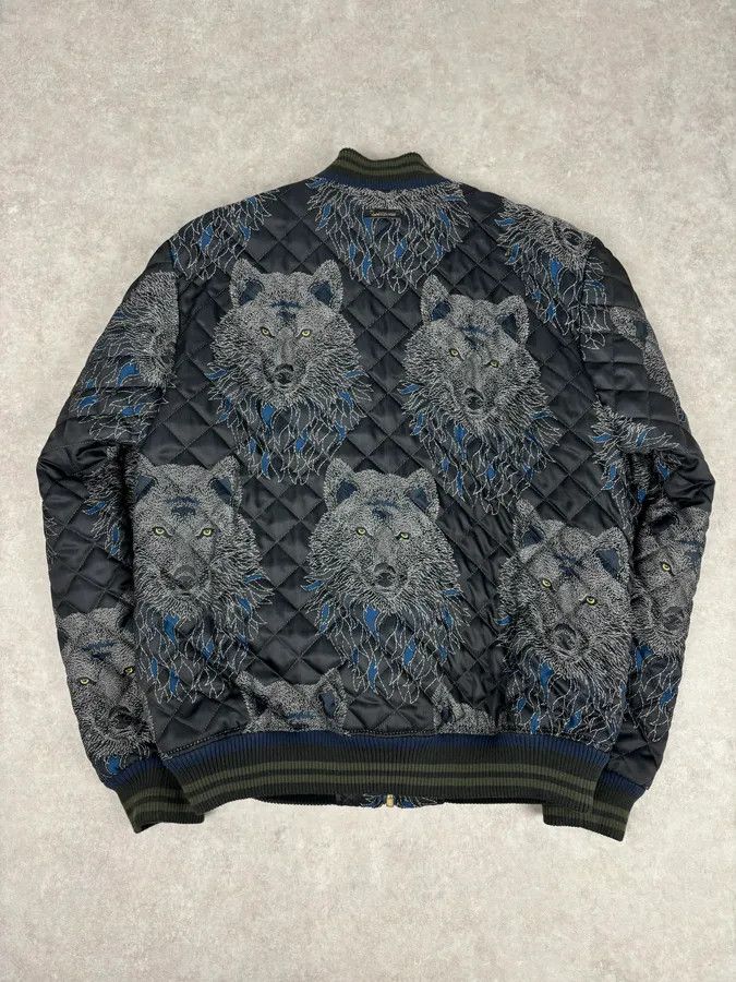 Roberto Cavalli Roberto Cavalli Black Nylon Wolf Embroidered Quilted Bomber Jacket Size US M / EU 48-50 / 2 - 5 Thumbnail
