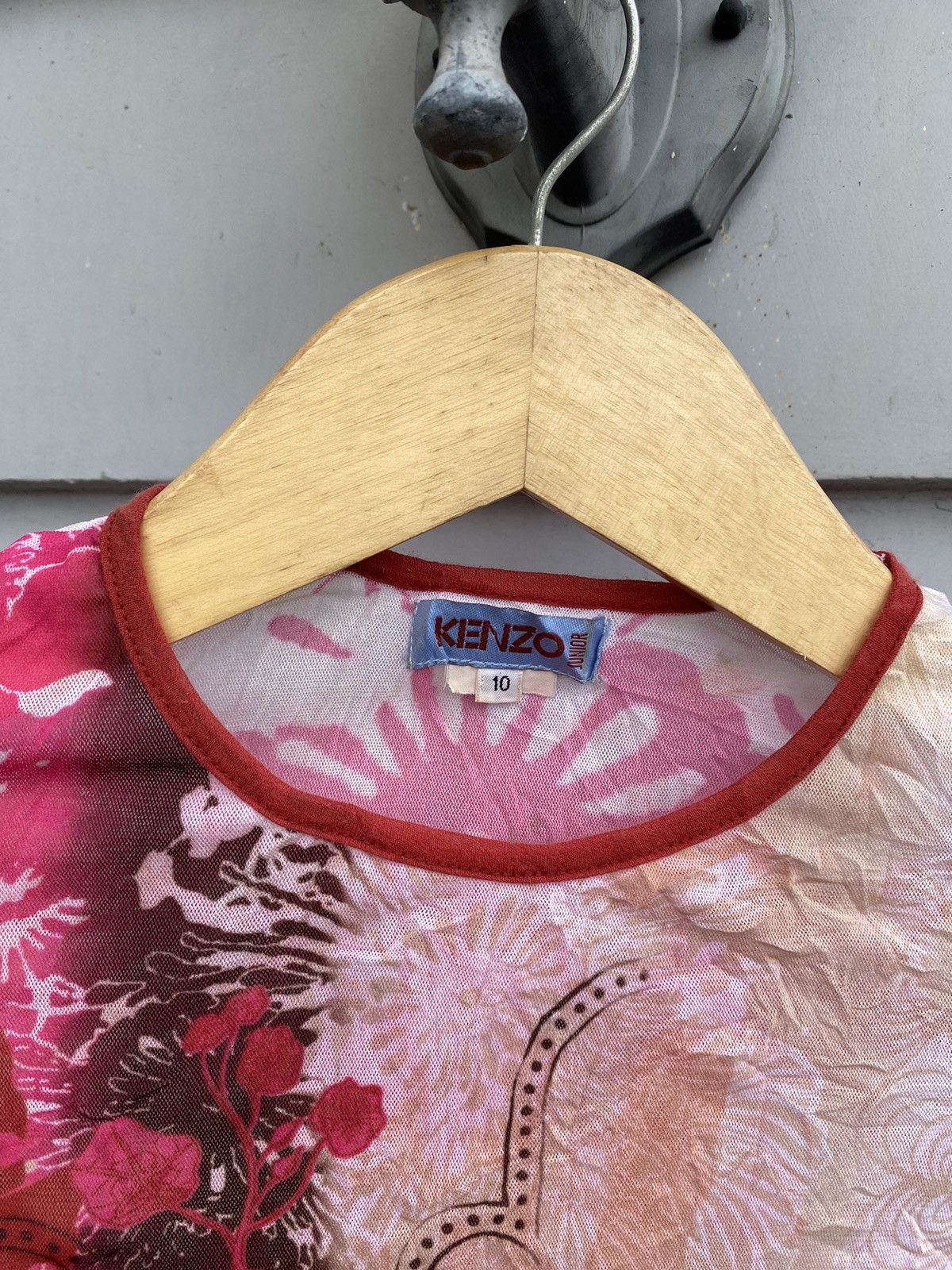 Kenzo Kenzo Junior/Kids Japanese Red Pink Flower Mesh Longsleeve Size L / US 10 / IT 46 - 3 Thumbnail